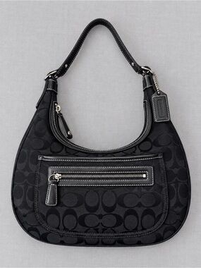 Vintage Coach Black Signature Jacquard Soho Hobo Bag Y2K